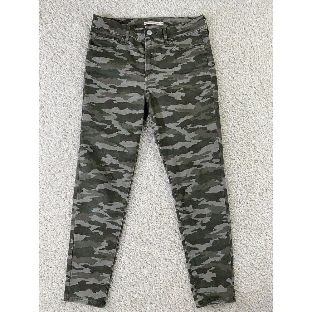 Women's LEVI'S 720 High Rise Super Skinny Green Camo Jeans Size 28